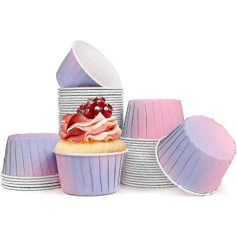 Packung mit 50 Papier-Muffinförmchen, Mini-Cupcake-Formen für Hochzeiten, Geburtstage (rosa-blau)-Pink Blue (1/5)