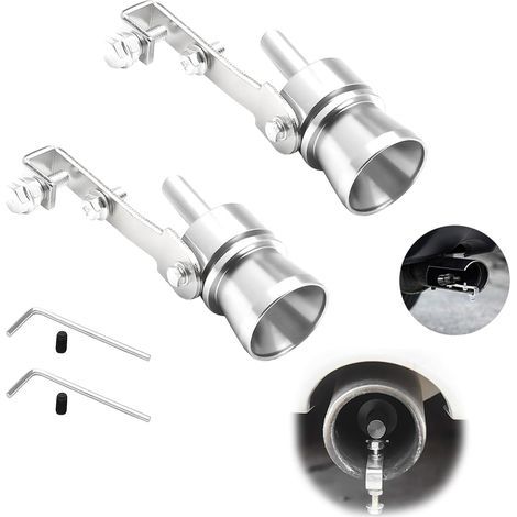 2 Pièces Sifflet D'échappement Pour Voiture, bruit pot echappement voiture, Sifflet Pour Tuyau D'échappement De Voiture, Silencieux D'échappement Pour Tous Les Modèles Véhicules (Argent) (1/5)