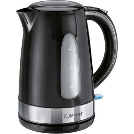 Wasserkocher 360° Steckverbindung Küche Haushalt Edelstahleinlage Kalkfilter 1,5 Liter 2200 W, Trockengeh-/Überhitzungsschutz, 2 Wasserstandsanzeigen