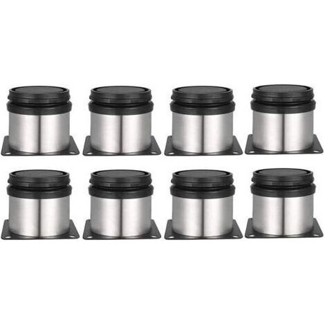 8 pièces Pieds de Meubles Réglables, Ronds Métal Acier Inoxydable Cabinet Jambe Table Pieds Pied d'armoire Hauteur ajustable Pour Canapé, Table, Armoires, éTagèRes 50 mm (1/5)
