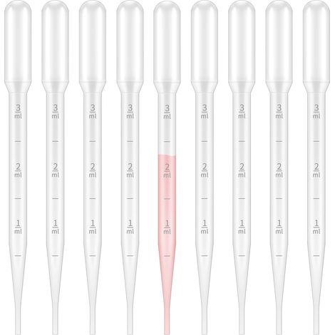 Lot de 100 pipettes graduées, transparentes, transfert liquide, plastique alimentaire, laboratoire école