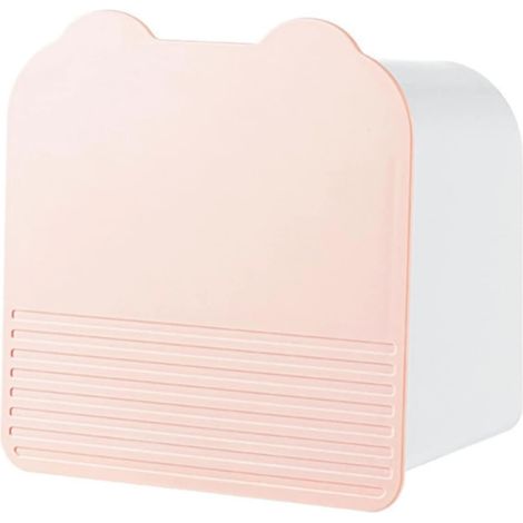 Boîte de rangement murale pour serviettes hygiéniques avec porte-coton, en plastique rose, organisateur de salle de bain pour usage domestique (1/5)