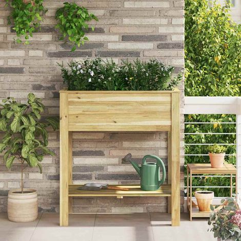 Hoher Pflanzer mit Regal Braun 85,5 x 46,5 x 96 cm