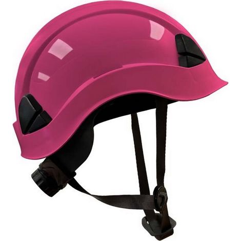 Casco rosa con barboquejo