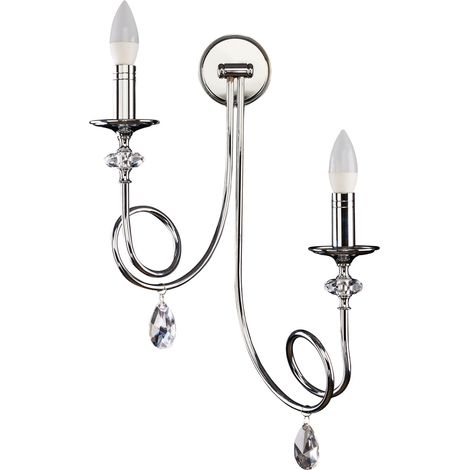 Applique doppia a candela Dakar cromata 2xE14 Jupiter
