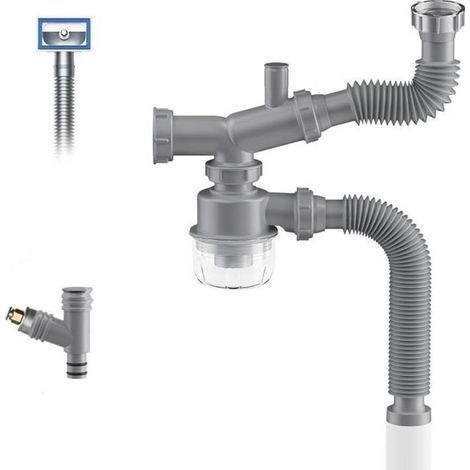 Kit de vidange pour broyeur à déchets, siphon en P pour évier de cuisine 1 1/2, gain de place, visible, anti-obstruction, anti-odeur, ble bonde d'évier facile à nettoyer (1/4)
