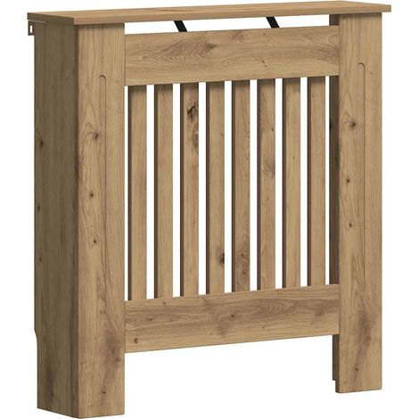Cache-radiateur en bois d'ingénierie 78 x 19 x 81,5 cm design moderne sécuritaire et esthétique en bois chêne artisanal (1/5)