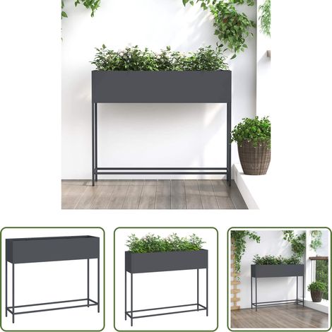 Hochbeet - Hochbeet Gartenpflanzer Anthrazit 100 x 26 x 82 cm Stahl (1/5)