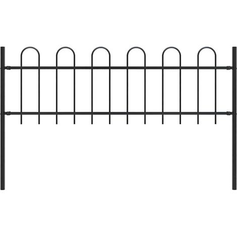 vidaXL Garden Fence with Hoop Top Steel 181x60 cm Black