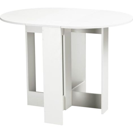 Table pliante blanche avec 2 rallonges rabattables, 104x76x73,7 cm, pour 2 à 4 personnes, gain de place design pratique