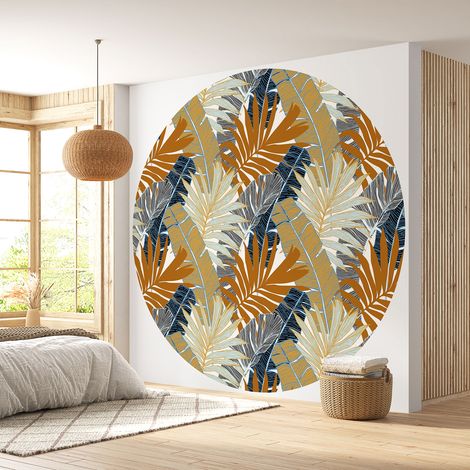 Papier peint rond / cercle - Motif botanique - 152 - Diamètre 50 cm (1/4)