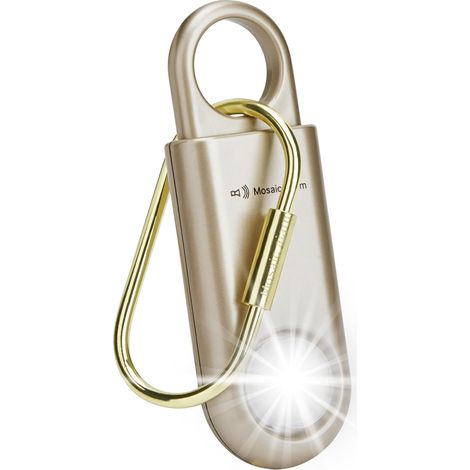 Alarme personnelle 130 DB avec lumière stroboscopique Ultra-Brillante. Alerte d'urgence pour Femmes, étudiants, Enfants. Porte-clés sécurité avec sirène SOS Forte. Idéal randonnée. Or (1/5)