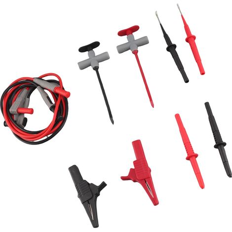 Kit de cordons de test électroniques pour multimètre, comprenant des sondes et des pinces à aiguille. (1/5)