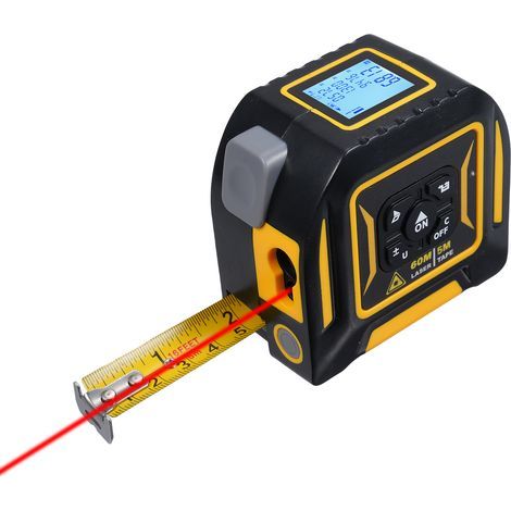 Mètre ruban laser 2-en-1, conversion des unités (pieds/pouces/pieds + pouces), ruban de 5 m + télémètre laser de 60 m, Mètre ruban déroulant (1/4)