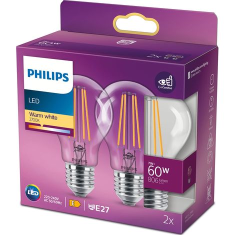 Philips LED Classic 60W E27 Warmweiß 2er-Set (1/4)