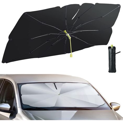 Pare Soleil Voiture Pare Brise Avant, 140 x 75 cm Pliable Pare Soleil Parapluie pour Voiture, Protection UV, pour la Plupart des Voitures, SUV, Camions