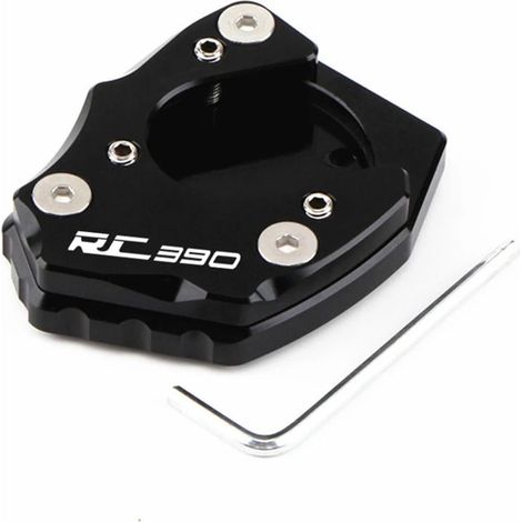 (RC390 Noir) Compatible avec DUKE125, DUKE200, DUKE390 et RC390. Béquille latérale CNC, extension de béquille, plaque de support. Augmente la puissance maximale. (1/4)