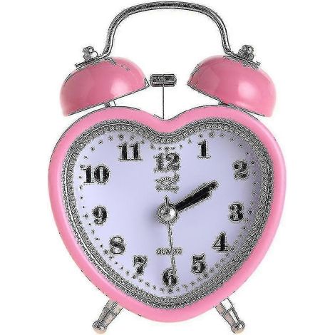 Réveil silencieux à double sonnerie pour chambre, design en forme de cœur, avec veilleuse (1/2)