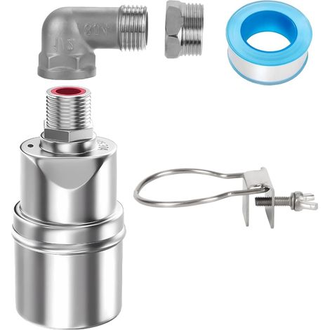 Vanne à flotteur en acier inoxydable de 1,27 cm ou 1,9 cm, contrôleur automatique de niveau d'eau pour réservoirs d'eau, bassins, bassins de bétail et aquariums - Niveau d'eau réglable, pas besoin (1/5)