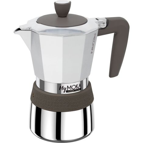 Pedrini MyMoka induction Cafetera italiana Marrón, Acero inoxidable
