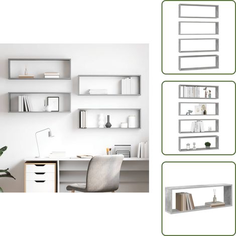 Étagères cube murales 4 pcs gris béton bois d'ingénierie - Etagere Murale - Etageres Murales - Étagère Cube - Étagères Cubes - Décoration Murale (1/5)