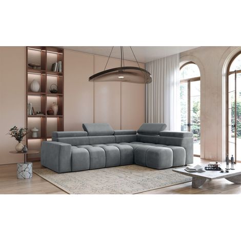 Ecksofa Designersofa DARCY in Stoff Salvador Grau Ottomane Rechts (1/5)