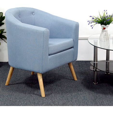 Fauteuil,Chaise de canapé en Coton et lin ,pieds bois,Scandinave ,Bleu (1/5)