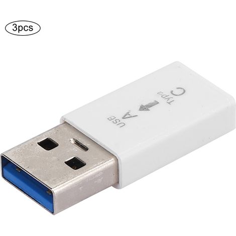 Lot de 3 adaptateurs USB 3.0 mâle vers Type C femelle, convertisseur électronique universel (blanc) (1/5)