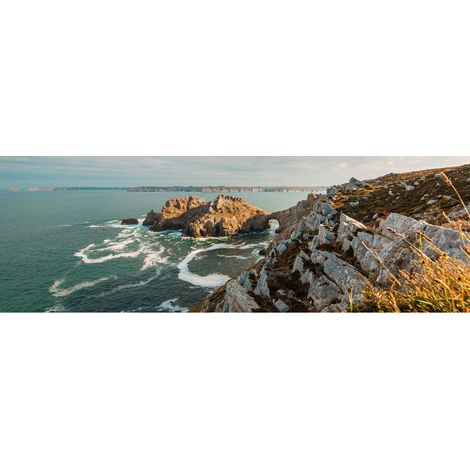Tableau sur toile falaise du Crozon 30x97 cm - Impression sur Toile Murale Décorative - Image imprimée en HD sur Toile - Toile sur Châssis en Bois FSC - Fabriqué en France (1/4)