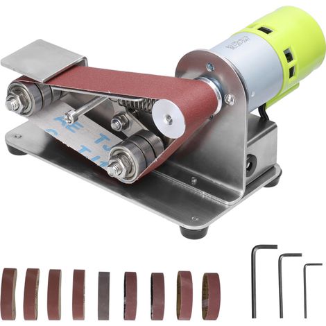 Mini ponceuse à bande électrique multifonctionnelle, idéale pour le polissage et le meulage, avec 10 feuilles de papier abrasif de 30 mm. Parfaite pour le bricolage. Affûteuse de lames de coupe. (1/5)