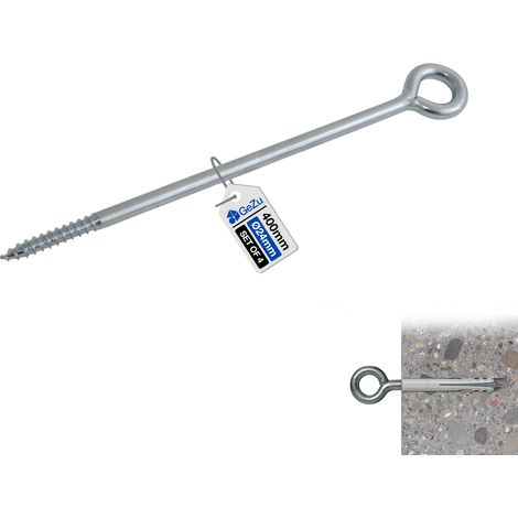 Lot de 4 Boulon à œil galvanisé 350 mm – Tige filetée robuste avec anneau fermé – Piton à visser pour fixation bois et méta – GeZu Impex