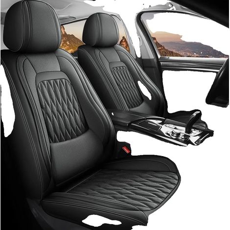 Coprisedili per auto, in pelle Nappa, vestibilità universale, neri (1/2)
