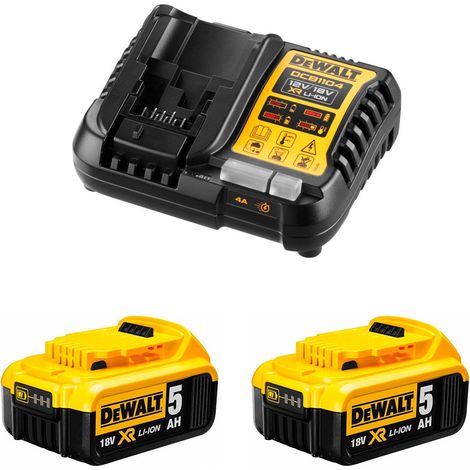 Pack de energía XR 18V - DEWALT - con 2 baterías de 18V 5.0Ah + cargador universal 12V/18V - DCB1104P2-QW