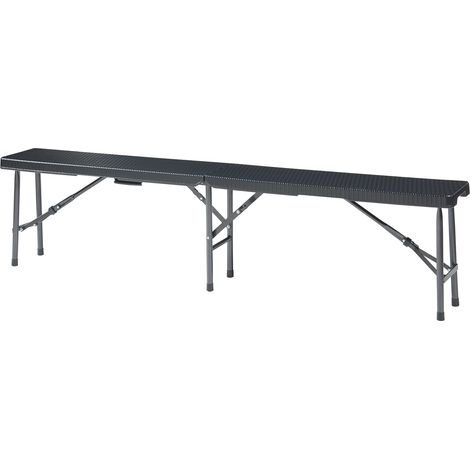 Juego de 2 bancos de camping plegables 180 x 25 x 43 cm efecto ratán negro 030009600 (1/5)