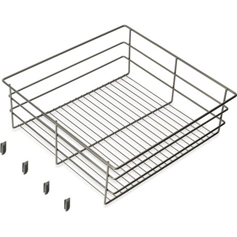 Emuca Cassetto in filo metallico per armadi e cabine armadio Quartz, 440mm (M60), Acciaio, Titanio 7137552 EMUCA (1/5)