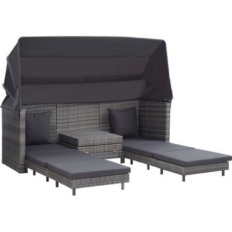 Maison Exclusive - Ausziehbares 3-Sitzer-Schlafsofa mit Dach Poly