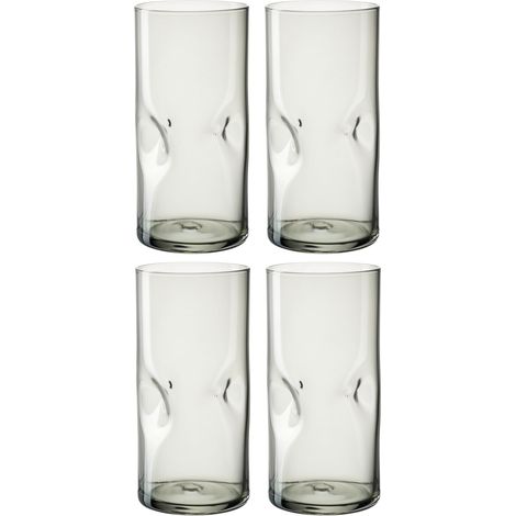 Lot de 4 verres à eau, en verre, sous forme organique, contenance 330 ml, faits à la main, passent au lave-vaisselle, gris (1/5)