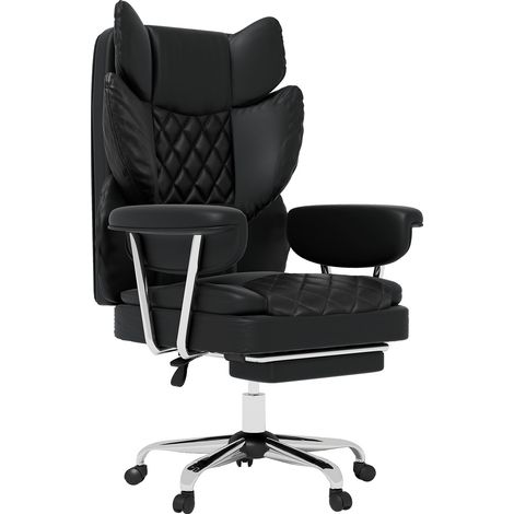 Levede Office Desk Chair Big and Tall for Heavy People with Footrest PU Black