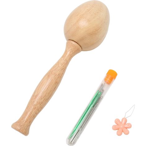 Ensemble de champignons à repriser avec manche incurvé en bois lisse et accessoires détachables pour la couture et la réparation de vêtements. (1/5)