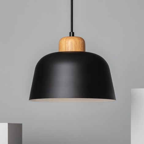 Lámpara Colgante Metal y Madera Wawak Negro