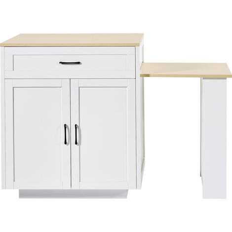 Tavolo alto estensibile con contenitore 133-202 x 70 x 93,5 cm in MDF bianco (1/5)