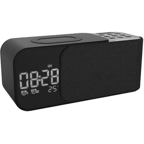 Digitales Stereo-FM-Radiowecker mit Nachtlicht, Bluetooth-Lautsprecher und 10-W-Wireless-Ladegerät – Schwarz (1/5)