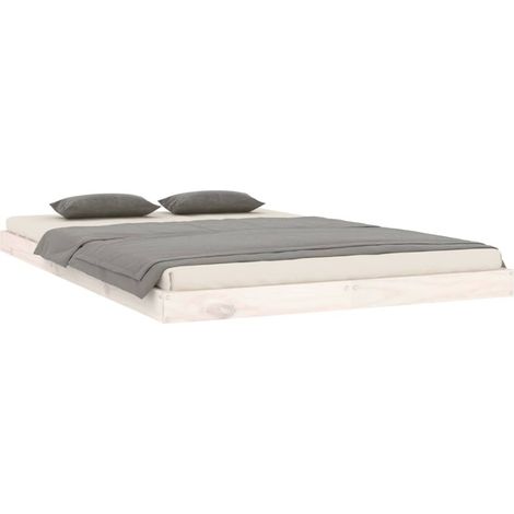 Bed Frame White Solid Pine Wood Double Durable Bed Frame vidaXL (1/4)