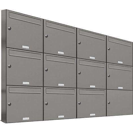 11er Premium Briefkasten Aluminiumgrau RAL Farbe 9007 für Außen Wand Postkasten 4x3 (1/5)