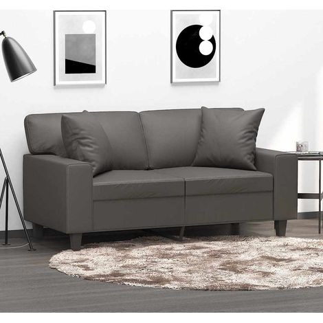 Lot de 2 Coussins décoratifs Moderne - Coussins Déco Gris 40x40 cm Similicuir BV266535 - BonneVie (1/5)