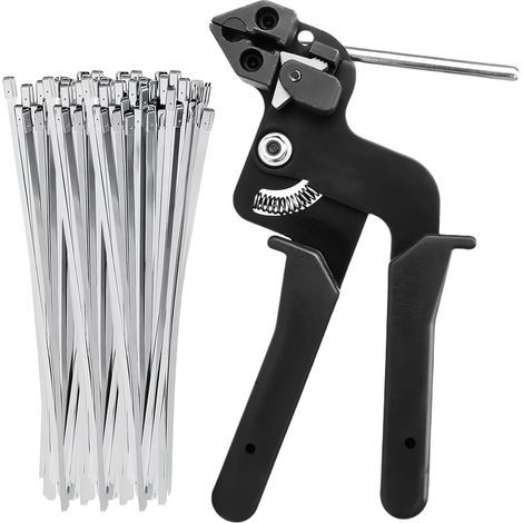 Pistolet à Attache en Acier Inoxydable, Outil D'attache de Câble avec 100 Pièces Serre-Câbles Inox Electriques (200mm), Outil pour Serre-Câbles en Acier Inox, Serre Cable Acier Pince Collier (1/5)
