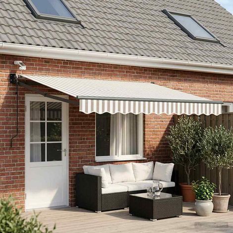 vidaXL Auvent rétractable électrique Gris clair et blanc (1/5)