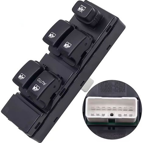 La référence 935702D000 s'applique au commutateur de commande de la vitre électrique avant gauche côté conducteur de la Hyundai Elantra, 2002-2006. (1/3)