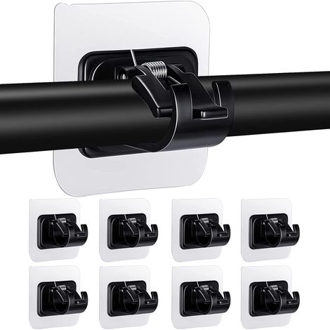 Lot de 8 supports de tringle à rideau tige de rideau sans forage support de barre de rideau auto-adhésif support de tige de rideau transparent support de rideau (1/5)