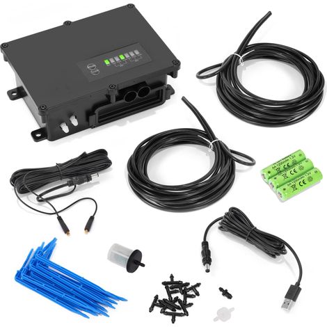 esotec Akku Bewässerungscomputer mit 10 Pfeiltropfern, für In- + Outdoor 101104 (1/5)